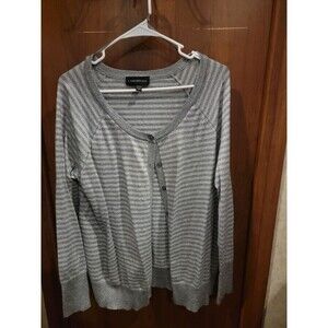 Lane Bryant Silver Sparkly Striped Cardigan Sz 18/20